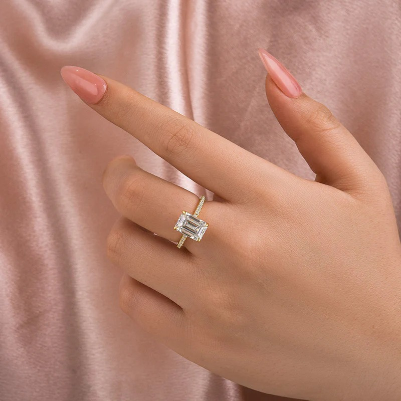 1pc 1/2/3 Carat Moissanite Square Ring in 925 Silver